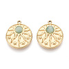 304 Stainless Steel and Cat Eye Pendants STAS-T072-09G-1