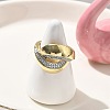 Brass Micro Pave Clear Cubic Zirconia Cuff Finger Rings for Women RJEW-B112-12GP-3