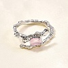 Oval Brass Cat Eye Cuff Rings for Women RJEW-U042-01P-02-3