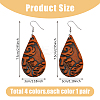 4 Pairs 4 Colors PU Leather Dangle Earrings with Steel Iron Pins EJEW-FI0003-09-9