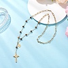 Natural Tiger Eye Round Rosary Bead Necklaces NJEW-JN05574-02-2