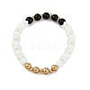 Ion Plating(IP) 304 Stainless Steel & Round Glass Beaded Stretch Bracelets for Women Men BJEW-M046-04G-4