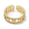 Rack Plating Brass Micro Pave Cubic Zirconia Cuff Finger Rings for Women RJEW-C114-11B-G-2