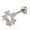 Brass Micro Pave Clear Cubic Zirconia Stud Earrings EJEW-L265-05P-1