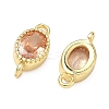Brass Pave Cubic Zirconia Oval Connector Charms KK-P348-07G-04-2