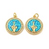 Brass Micro Pave Cubic Zirconia with Synthetic Opal Pendants KK-D096-05A-02-1