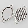 Antique Silver Tibetan Style Alloy Flat Oval Cabochon Connector Settings LS-TIBE-M022-06AS-2