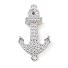 Rack Plating Brass Micro Pave Clear Cubic Zirconia Anchor Connector Charms KK-A234-052P-1