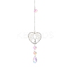 Wire Wrapped Natural Quartz Crystal Heart with Tree of Life Pendant Decorations HJEW-K046-02P-04-2