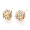 Brass Micro Pave Clear Cubic Zirconia Stud Earrings EJEW-N061-02G-1