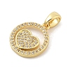 Rack Plating Leaf Brass Clear Cubic Zirconia Pendants KK-S407-12G-2