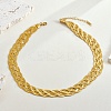201 Stainless Steel Mesh Chain Necklaces NJEW-H085-01G-2