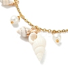 Natural Spiral Shell & Glass Pearl Charm Bracelets BJEW-JB09973-2