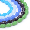 Teardrop Faceted Imitation Jade Glass Beads Strands GLAA-Q052-A-1
