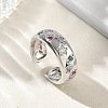 Brass Micro Pave Colorful Cubic Zirconia Cuff Open Rings RJEW-Z145-05P-1
