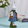 Resin Standing Rabbit Statue Bunny Sculpture Tabletop Rabbit Figurine for Lawn Garden Table Home Decoration ( Blue ) JX084A-3