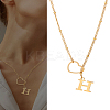 1Pc Letter & Heart Stainless Steel Lariat Necklaces for Women NJEW-LP0002-87G-H-1