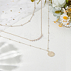 Brass Textured Disc Pendant 3 Layer Necklaces for Women NJEW-LP0009-50-1