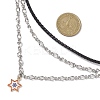 Summer 304 Stainless Steel Figaro Chain & Braided Leather Cord Chain Belts NJEW-C00034-3