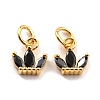 Brass Cubic Zirconia Charms KK-A156-02G-RS-3