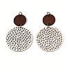 Bohemian Retro Hollow Flat Round Leather Pendants FIND-N007-02A-01-1