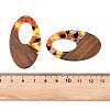 Transparent Resin and Walnut Wood Pendants RESI-T057-02M-4