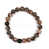Natural Black Moonstone Round Beads Stretch Bracelets for Men Women BJEW-JB12396-2