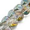 Half Rainbow Plated Electroplate Transparent Glass Beads Strands EGLA-G037-04A-HR02-1