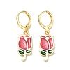 Valentine's Day Brass Enamel Hoop Earrings for Women EJEW-G464-01G-02-4