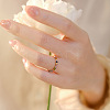 Natural Rainbow Tourmaline Round Beaded Finger Rings WGDC3AE-01-2