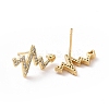 Clear Cubic Zirconia Heart Beat Stud Earrings EJEW-C040-01G-1