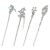 4Pcs 4 Styles Tibetan Style Alloy Resin Hair Sticks OHAR-SC0001-14-1