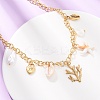 304 Stainless Steel Coral Shape & Resin Shell & Plastic Imitation Pearl Pendant Necklaces for Women NJEW-F352-01G-3