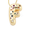 Brass Micro Pave Cubic Zirconia Letter Pendant Necklaces KK-Z069-01G-F-1