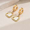 Romantic 201 Stainless Steel Hollow Heart Pendant Hoop Earrings for Sweet Daily Parties XH1770-2-1