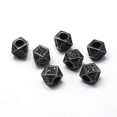 Rack Plating Brass Cubic Zirconia Beads ZIRC-S029-01B-1
