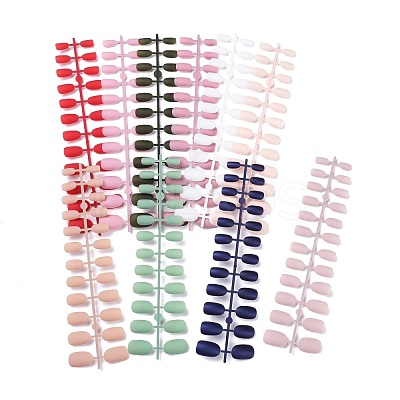 12 Different Size Natural Frosted Solid Color French Short False Nails MRMJ-T078-97-M-1