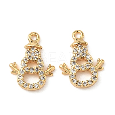 Christmas Brass Micro Pave Clear Cubic Zirconia Charms KK-B160-41G-01-1