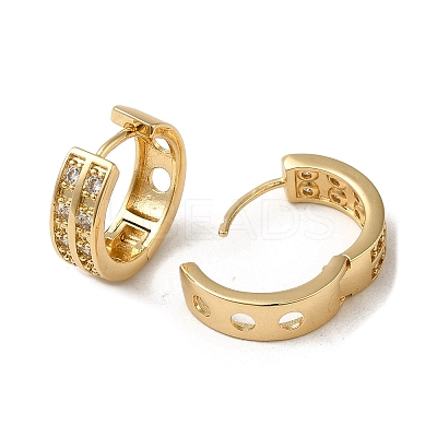 Brass Micro Pave Cubic Zirconia Hoop Earring EJEW-L271-20KCG-01-1