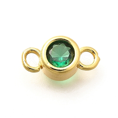 Brass Cubic Zirconia Connector Charms KK-G519-10G-1