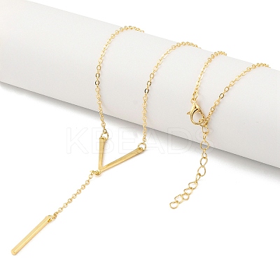 Alloy V Shaped Tassel Pendant Cable Chain Necklaces for Women NJEW-M012-02G-1