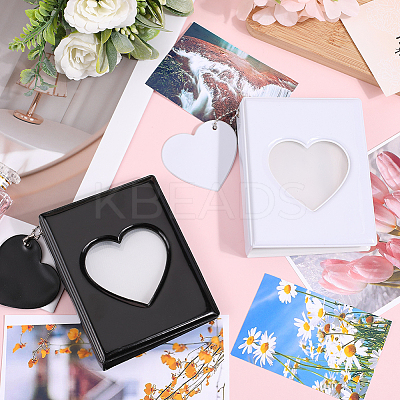 2 Sets 2 Colors 3 Inch PVC Mini Heart Hollow Photocard Holder Book AJEW-CP0005-83-1