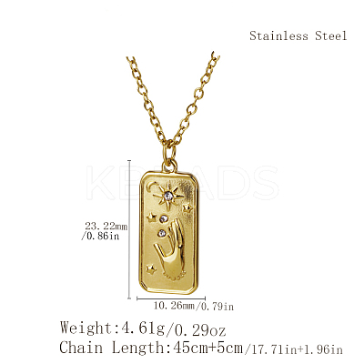 Bohemia Vintage Stainless Steel Crystal Rhinestone Tarot Card with Hand Star Moon Pendant Necklaces HG1148-1-1