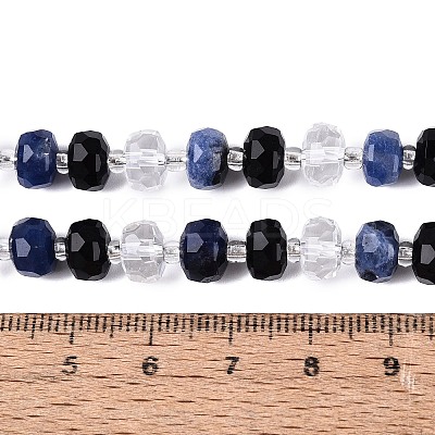 Natural Obsidian & Sodalite & Quartz Crystal Beads Strands G-Q614-03A-04-1