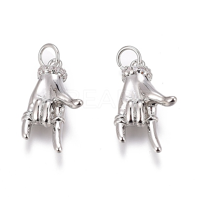 Brass Micro Pave Clear Cubic Zirconia Pendants ZIRC-O035-12P-1