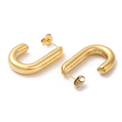 Ion Plating(IP) 304 Stainless Steel Oval Stud Earrings EJEW-Z022-26G-1