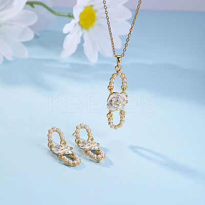 Plastic Beaded Oval with Flower Jewelry Set YW1382-1-1