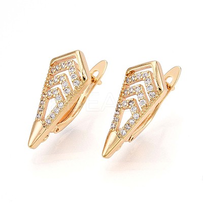 Brass Micro Pave Cubic Zirconia Hoop Earring Finding LS-KK-N261-42G-1