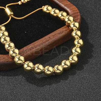 Rack Plating Brass Round Beaded Slider Bracelet for Women BJEW-B066-01A-02-1