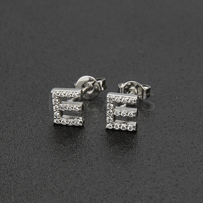 Brass Micro Pave Clear Cubic Zirconia Stud Earrings FS-WGC2F12-05-1